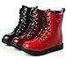 DADAWEN Boy's Girl's Waterproof Outdoor Combat Lace-Up Side Zipper Mid Calf Boots Black US Size 2 M Little Kid