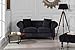 Divano Roma Furniture Classic Modern Scroll Arm Velvet Chesterfield Love Seat Sofa (Black)