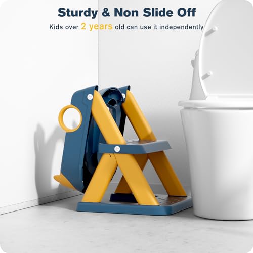 Rabb 1st Children's Toilet Reducer, Raised Seat for Men and Women, Non-Slip Anti-Splash Platform for Toilet, Blue Yellow