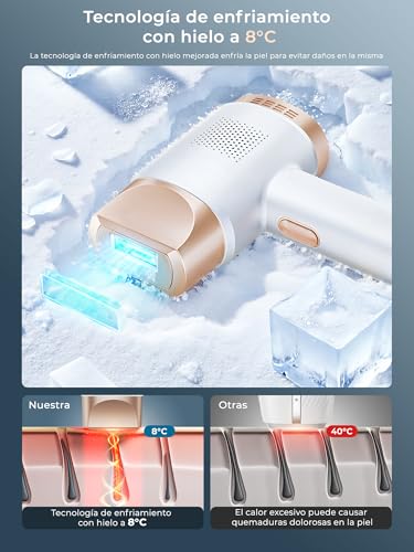 21J Laser Epilator with Cooling Function, 600-1200NM Pulsed Light Epilator with 9 Energy Levels, LCD Touch Screen for Women and Men, Bikini, Armpits, Face, White Body