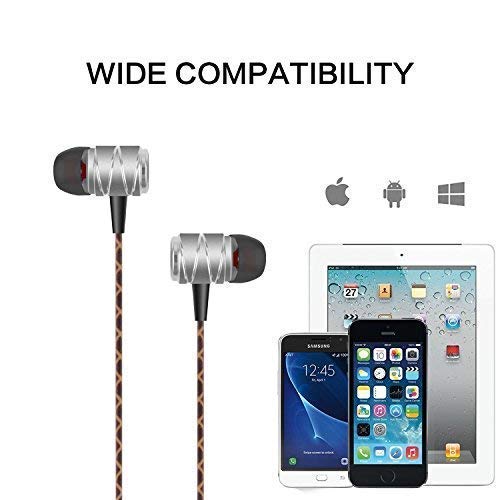 Sonzi Wired Metal In Ear Headphones,Noise Isolating Stereo Bass Earphones With Mic, Stereo Headphones For IPhone/IPod/IPad - 3.5 mm Interface Devices - Silver