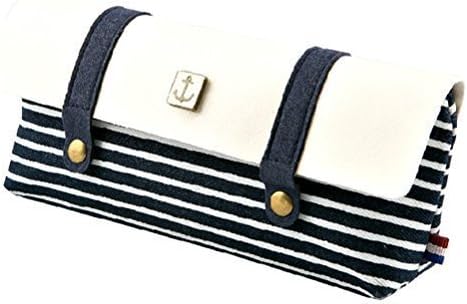 YIXIN Sailor’s Stripe Style Pattern Linen Retro Pencil Pouch Pencil Case for Students Light Blue / Navy Blue, Random delivery