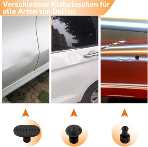 PDR Car Dent Repair Kit, Paint-Free Dent Removal Tool Set, Toothpuller, Suction Cup and Tool for Body, Ideal for Medium and Small Dents, Hail Damage and Dents