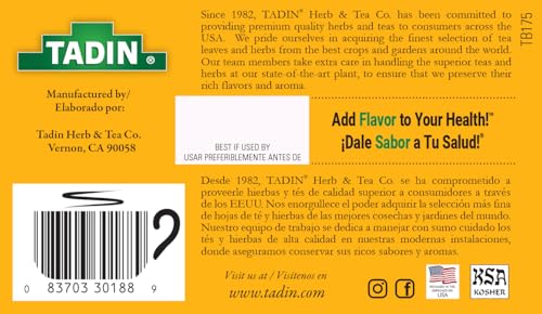 TADIN TURMERIC MANGO GINGER TEA, CONTAINS CAFFEINE, BEST AS HOT TEA, CONTAINS BLACK TEA, 24 TEA BAGS PER BOX, PACK OF 6
