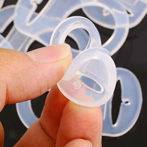 JZK 12pcs Transparent Silicone Button Ring Dummy Pacifier Holder Clip Adapter for Baby MAM Soother