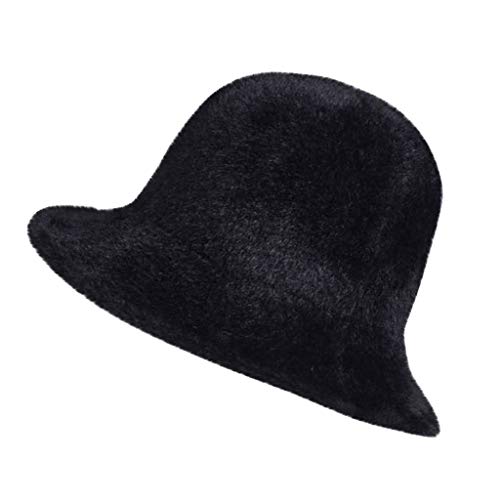 CapsA Women Winter Wool Bucket Hat 1920s Vintage Cloche Bowler Hat Old School Classic Bucket Shape Warmer Fisherman Hat
