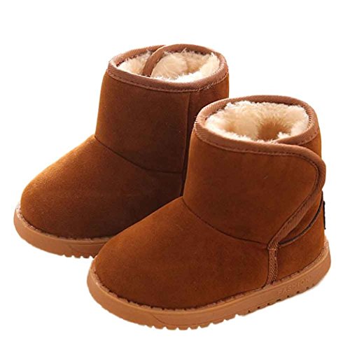 Orangeskycn â€Child Boots,Snow Boots Kids Winter Baby Style Soft Cotton Boot Warm Shoes 18-24M(22), Brown