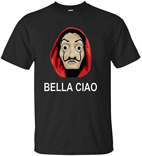 Synona La Casa De Papel T-Shirt Unisex Short Sleeve Round Neck Casual Print Shirts Money Heist Dali Mask Tokyo Rio Professor Oslo Black Tees(Style 6)
