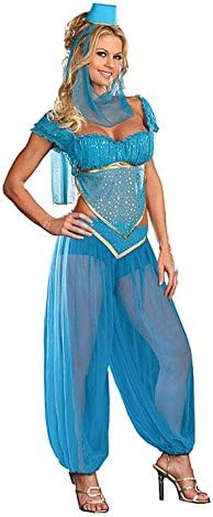 Belly Dancer Genie Princess Jasmine Aladdin Arabian Nights Fancy Dress Costume (Women: 12, Blue) by Papootz