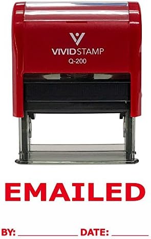 EMAILED by Date Self Inking Rubber Stamp (Red Ink) Medium