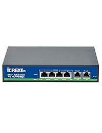 icreatin 5 port Active Ethernet PoE Switch con 4 puertos PoE, 10 100Mbps, IEEE802.3af, 65 Watt