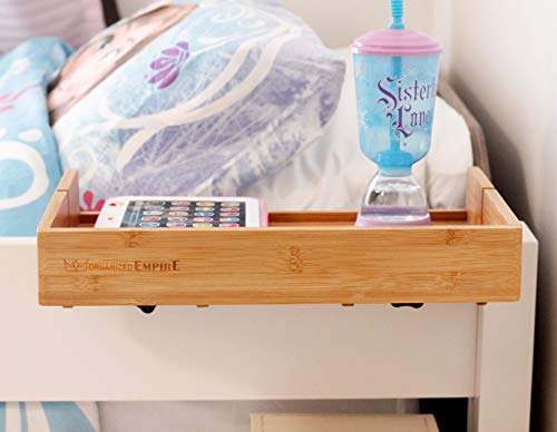 Bunk Bed Shelf for Top Bunk with Glow in The Dark Wayfinding Strip. Easy to Install Kids Bed Shelf Attachment & Bunk Buddy. Bedside Shelf Organizer or Bunk Bed Tray Table - Dorm Loft Bed Accessories - Thumbnail 5