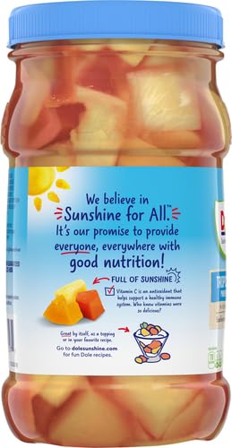 DOLE TROPICAL FRUIT IN 100% FRUIT JUICE WITH PINEAPPLE & PAPAYA, 23.5 OZ RESEALABLE JAR