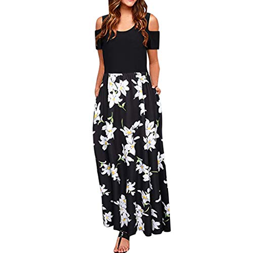 Women Dresses for Special Occasion,Teen Girls Short Sleeve Cold Shoulder Casual Maxi Dresses Long Dresses Party Dress Black