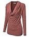 Doublju Soft Knit Cowl Neck Blouse Top for Women with Plus Size (Made in USA) Mauve 2XL