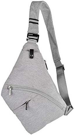 CactusAngui Waterproof Men Crossbody Sling Bag Shoulder Chest Travel Anti-theft Daypack Light Gray