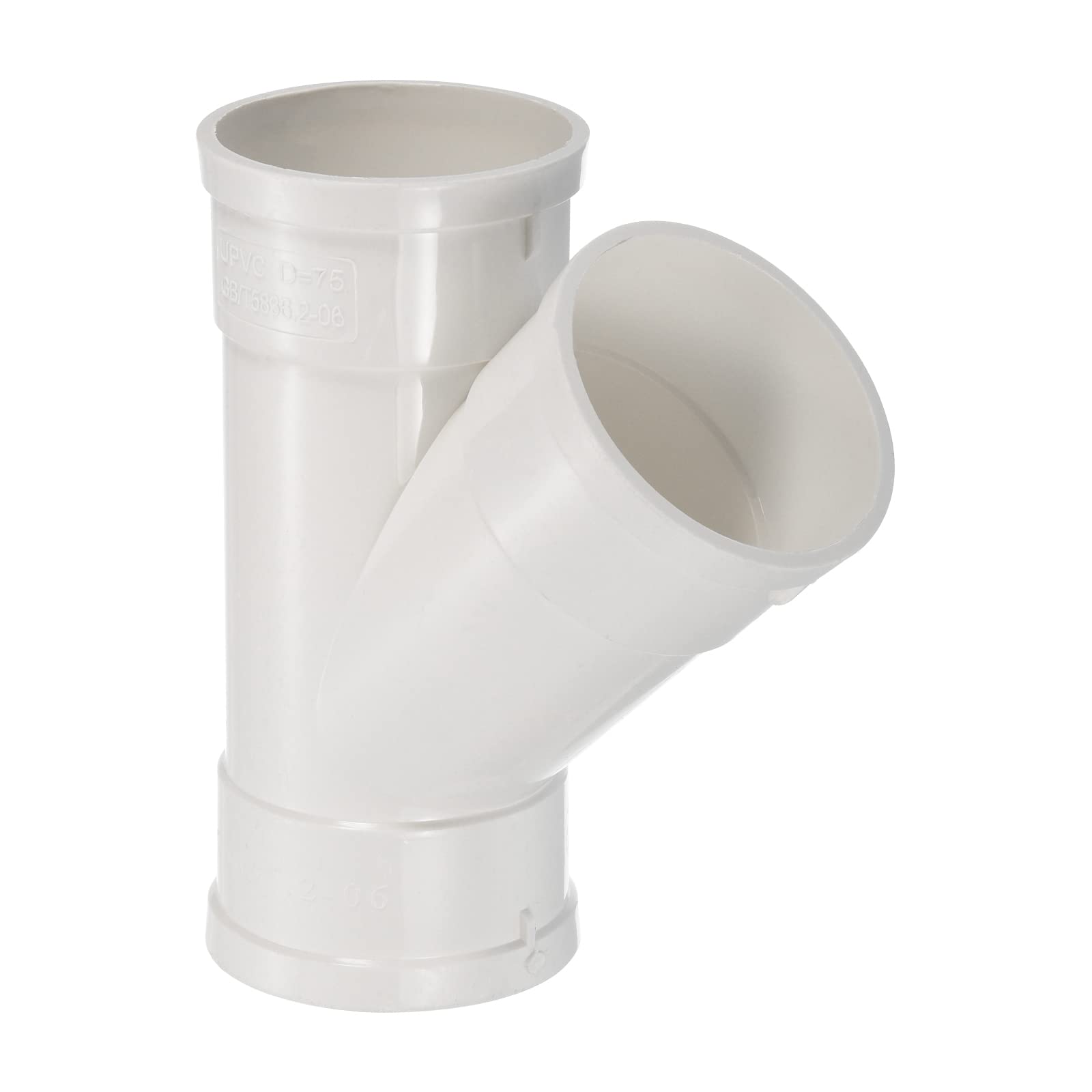 PATIKIL 3" Wye Pipe Fitting, Y-Shape Splitter Duct Hose Connector for Drain Tubes, Drip Systems, White