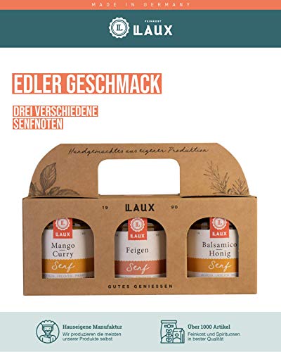 LAUX® Senf Feinkost Geschenkset - 3 x 130ml Feinkost Senf - Mit Hochwertiger Geschenkbox - Ideales Geschenk – Bild 3