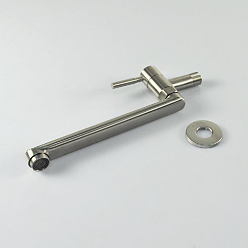 HaoXin 304 Stainless Steel Wall Mounted Pot Filler Single Cold Water Tap,Kitchen Sink Faucet Brushed Nickel HX910-304