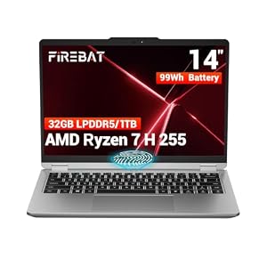 FIREBAT ノートパソコン、14インチ QHD+ ディスプレイ、AMD Ryzen 7 H255