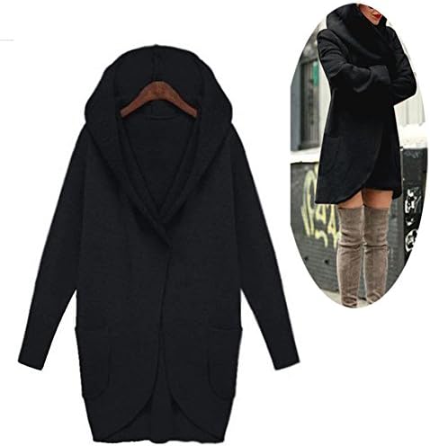 Albee Yang 2017 Autumn Winter Fashion Long Sleeve Medium Style Loose Hooded Woolen Coat Jil Sander (black, XL)