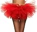 Halconia Adult's Fluffy Sheer Tulle Layered Tutu Skirt Solid Color, Red