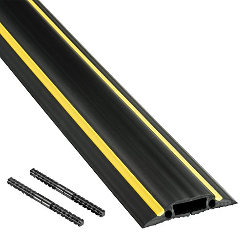 D-Line FC83H Medium Duty Linkable Floor Cord Cover / Cable Protector | Protect Cords and Prevent a Trip Hazard | 6ft Length - Cable Cavity 1 3/16" (W) x 3/8" (H) | Black and Yellow