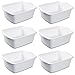 Sterilite White Plastic Rectangular Dish Pan 12 Quart Pack of Six