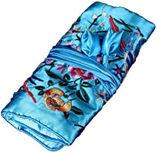 Jewelry Cloth Bag Asian Embroidery Accessories Organizer Jewelry Pouches Boxes (One size, Sky Blue)
