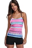 Charmleaks Womens Two Piece Tankini Sets Tops Swimwear With Boyleg Swim Short