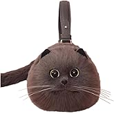 Micotaku Kawaii Cat Shaped Purse - Soft Faux Fur Cat Purse Crossbody Bag for Women Cosplay Halloween (Black/White/Gray)