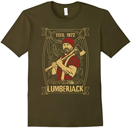 Mens Lumberjack t shirt Graphic Woodcutter t shirt Lumberjack tee 2XL Olive