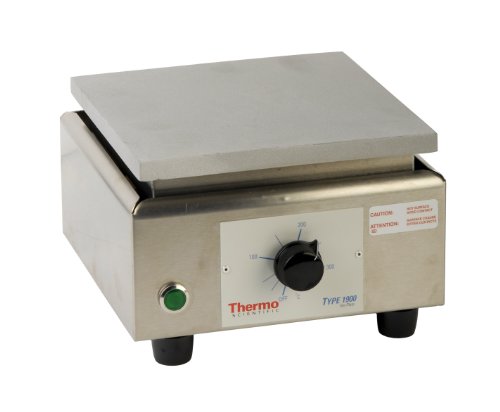 Thermo Scientific HPA1915BQ Analog Aluminum-Top Hot Plate with 6.25" x 6.25" Aluminum Heating Plate, 7.63" Length x 6.63" Width x 4.38" Height, 38 to 371 Degree C, 120V/60Hz