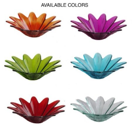 Romantic Decor and More Glass Daisy Birdbath 8 in. G290VF Aqua Transparent Wild Bird Feeder, Colored Birdseed Bowl