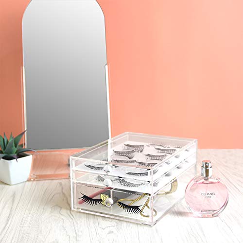 Ikee Design Acrylic False Eyelashes Holder & Makeup Tools Storage Drawer