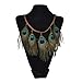 Lureme Native American Braided Leather String with Peacock Feather Pendants Necklace for Women and Girls (01002127)