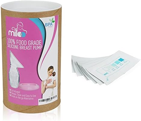 The Nursing Kit for the Mom that needs a glass of wine - includes 12 count Breast Milk Alcohol Test Strips bundled with a Silicone Pump and Storage Lid by Miloo