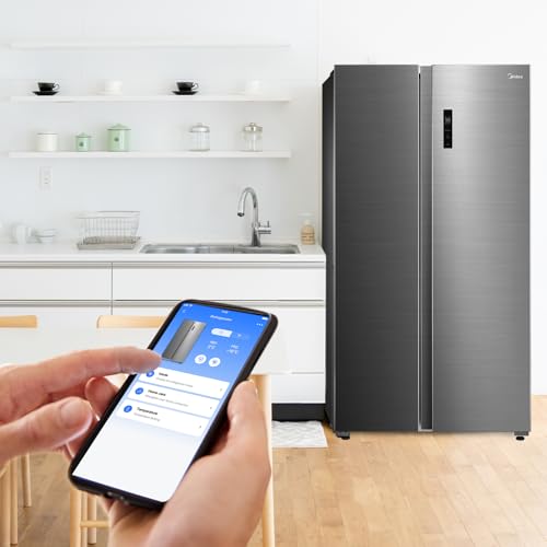 Midea 710L Gross & 510L Net Side By Side 2 Door Refrigerator, Frost Free Fridge Freezer With Humidity Control, Electronic Touch Screen, Inverter Quattro, Adjustable Door Racks, Silver MDRS710FIE46AED