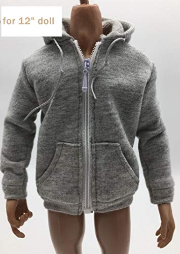 Studio one 1/6 Scale Men Gray Zip Up Hoodie Sweatshirt for 12 Inch Action Figures Models Doll