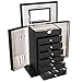SONGMICS Black Jewelry Box Large Cabinet Faux Leather Storage Case Organizer with Lock and Mirror UJBC06B