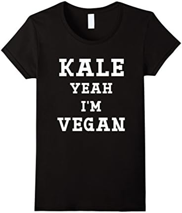 Women's Kale Yeah I'm Vegan Funny Yoga T-shirt Large Black