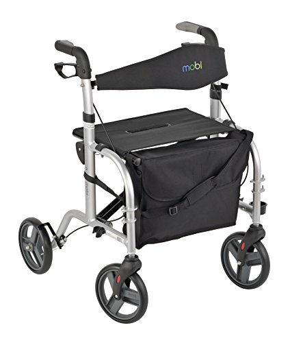 Juvo Convertible Rollator-Transport Chair, 250-Pound Capacity, Silver (TCH103)