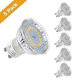 KingSo GU10 LED Bulb 50W Halogen Bulb Equivalent MR16 LED Bulbs 120V 4W 400Lumens 5000K Daylight White CRI 85+ 120° Flood Beam Angle Track Lighting Accent Light, GU10 Base, Pack of 5