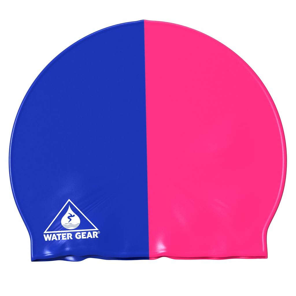 Water Gear Jazz Silicone Swim Cap Half Pink/Half Blue