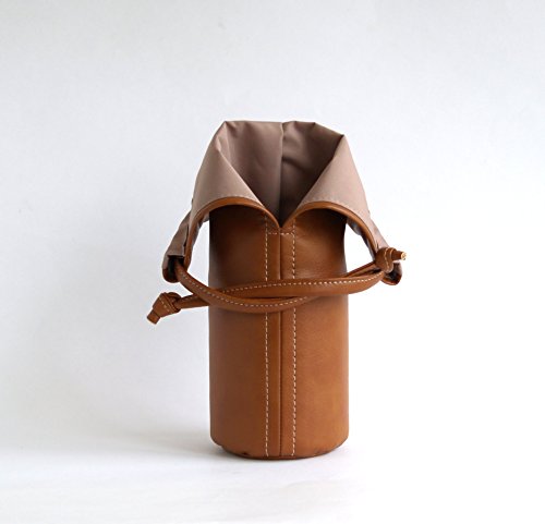Travel Makeup Brush Holder Handmade Vegan Bag Faux Leather Pouch Brown Makeup Organizer Makeup Brush Storage Cosmetic Bag Brush Case Cosmetic Cup with Lid