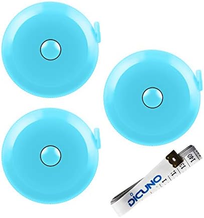 DiCUNO 60-Inch 1.5 Meter Soft and Retractable Tape Body Tailor Sewing Craft Cloth Dieting Measuring Tape (3 Pcs of Sky-Blue)
