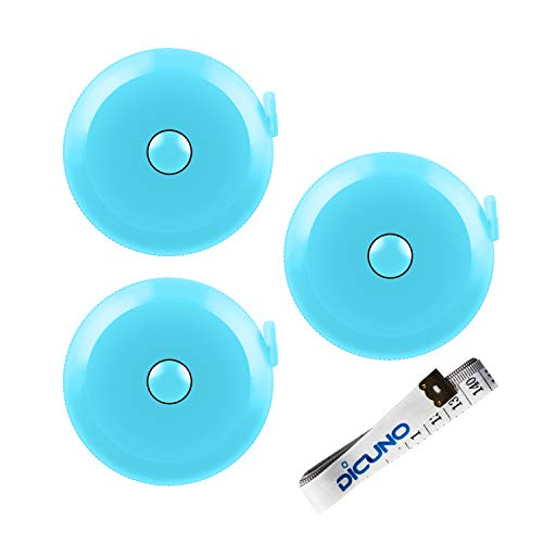 DiCUNO 60-Inch 1.5 Meter Soft and Retractable Tape Body Tailor Sewing Craft Cloth Dieting Measuring Tape (3 Pcs of Sky-Blue)