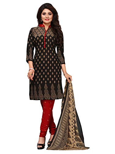 Kanchnar Women's Poly Cotton Unstitched Printed Dress Material with Dupatta