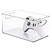 mDesign Plastic Stackable Household Storage Organizer Container Bin Box with Handles - for Media Consoles, Closets, Cabinets - Holds DVD's, Video Games, Gaming Accessories, Head Sets - 4 Pack - Clear
