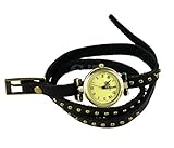 PromiseU Women's Classic Leather Strap Roma Number Dial Quartz Watch